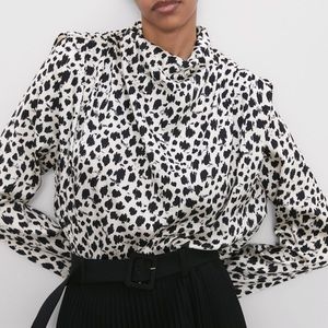 Zara printed high neck pleated top blouse bloggers
